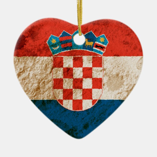 Rugged Croatian Flag Ceramic Tree Decoration (Front)