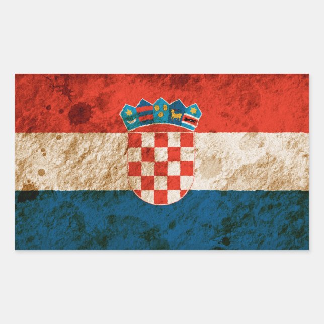 Rugged Croatian Flag Rectangular Sticker (Front)