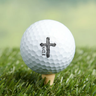 Rugged Cross Monogrammed Initials Christian Black Golf Balls