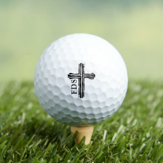 Rugged Cross Monogrammed Initials Christian Black Golf Balls