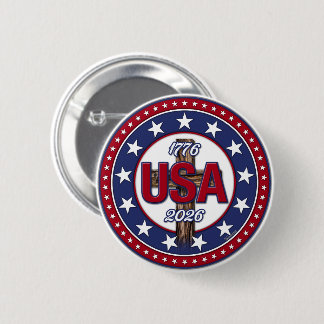 Rugged Cross USA 1776-2026 6 Cm Round Badge