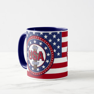Rugged Cross USA 1776-2026 Flag Mug
