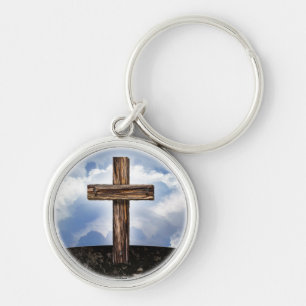 Rugged Cross with Sky Key Ring