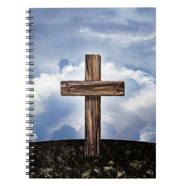 Rugged Cross with Sky Spiral Notebook (Front)