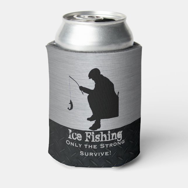 Rugged Funny Ice Fishing Can Cooler (Can Back)
