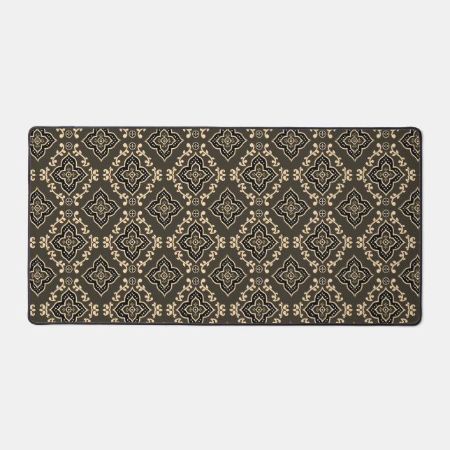 Rugged Gaming Brown Geometric Pattern  Desk Mat (Front)