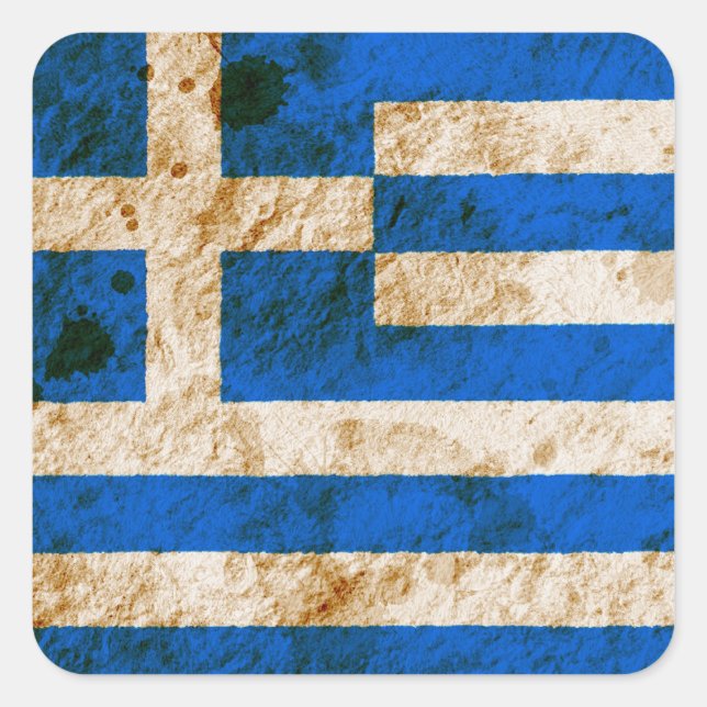 Rugged Greek Flag Square Sticker (Front)