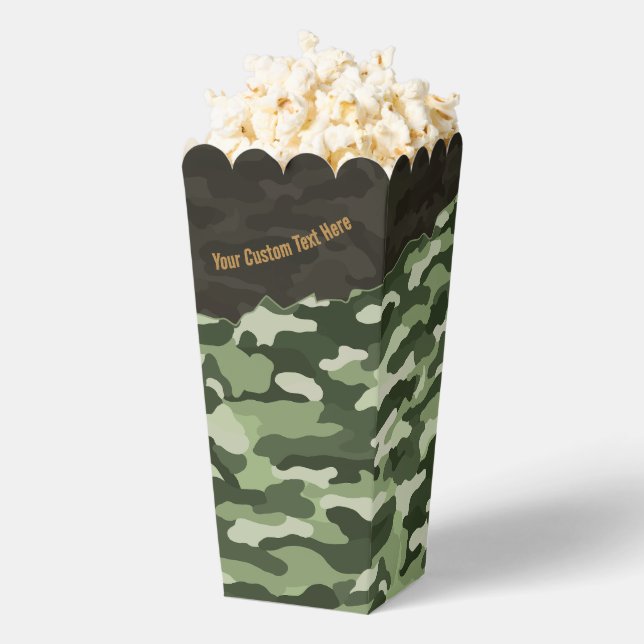 Rugged Green Camouflage Personalised Favour Box (Popped)
