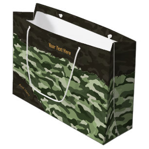 Rugged Green Camouflage Personalised Large Gift Bag