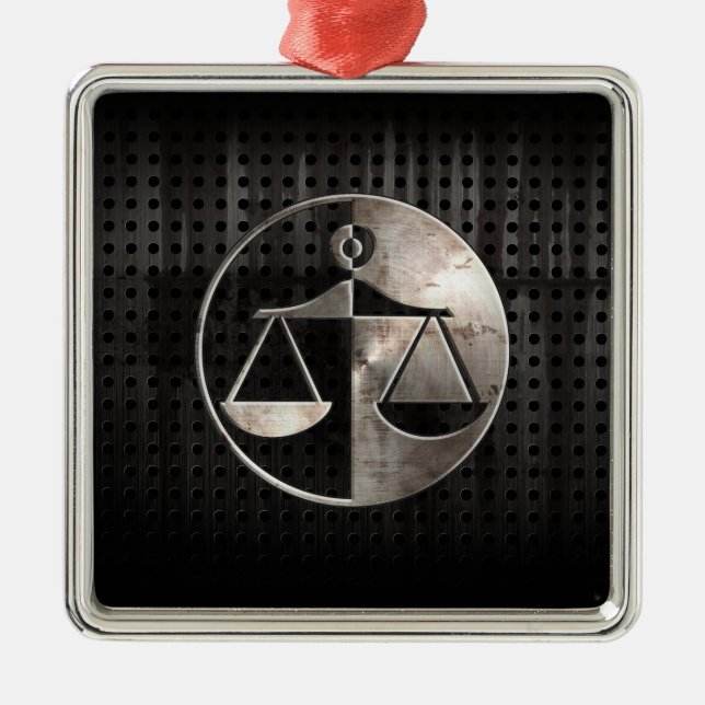 Rugged Justice Scales Metal Tree Decoration (Front)