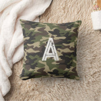 Rugged Monogram Initial Green Brown Camouflage 