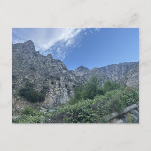 Rugged Mountain Cliffs Green Vegetation Blue Sky Postcard