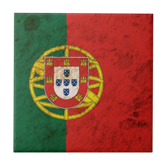 Rugged Portuguese Flag Tile (Front)