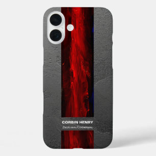 Rugged Red Name Abstract Texture iPhone 16 Plus Case