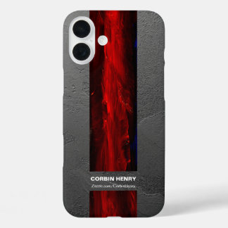 Rugged Red Name Abstract Texture iPhone 16 Plus Case