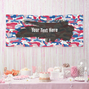 Rugged Red White & Blue Camouflage Long Banner