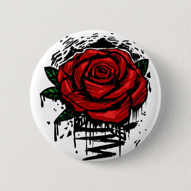 Rugged Rose 6 Cm Round Badge (Front)