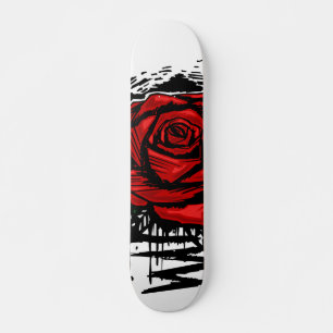 Rugged Rose Graffiti Art – Red Urban Flower Skateboard