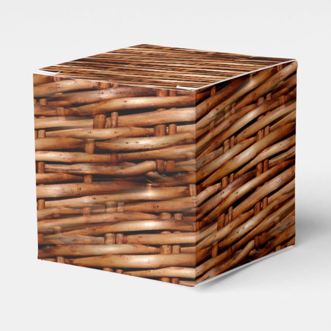 Rugged Wicker Basket Look Favour Box (Front Side)