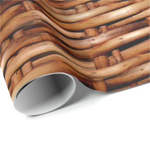 Rugged Wicker Basket Look Wrapping Paper