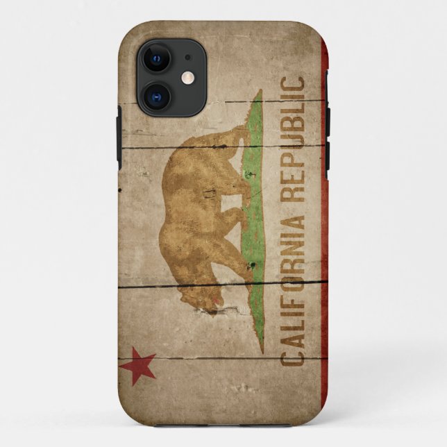 Rugged Wood California Flag Case-Mate iPhone Case (Back)