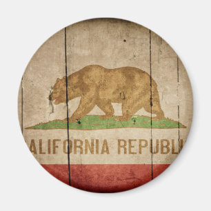 Rugged Wood California Flag Magnet