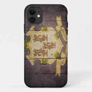 Rugged Wood Connecticut Flag iPhone 11 Case
