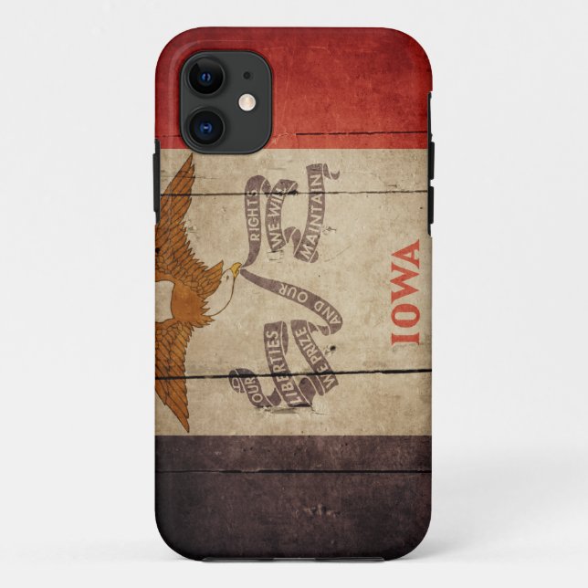 Rugged Wood Iowa Flag Case-Mate iPhone Case (Back)