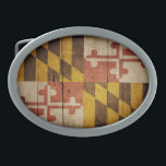 Rugged Wood Maryland Flag Belt Buckle<br><div class="desc">Maryland Flag; Marylander</div>