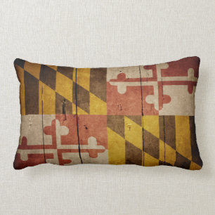 Rugged Wood Maryland Flag Lumbar Cushion