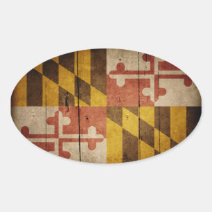 Rugged Wood Maryland Flag Oval Sticker