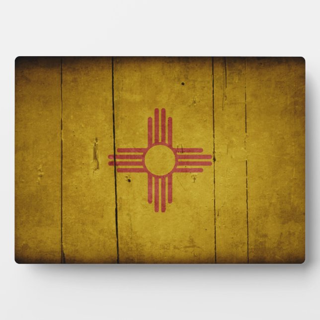 Rugged Wood New Mexico Flag Plaque (Front)