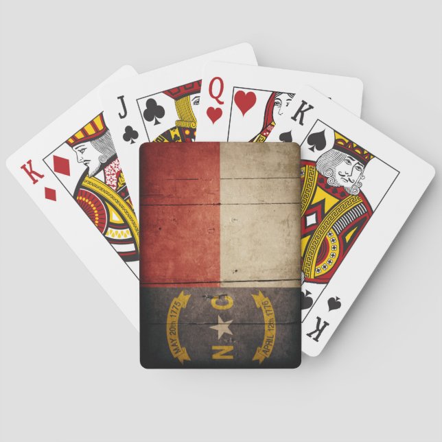 Rugged Wood North Carolina Flag Playing Cards (Back)