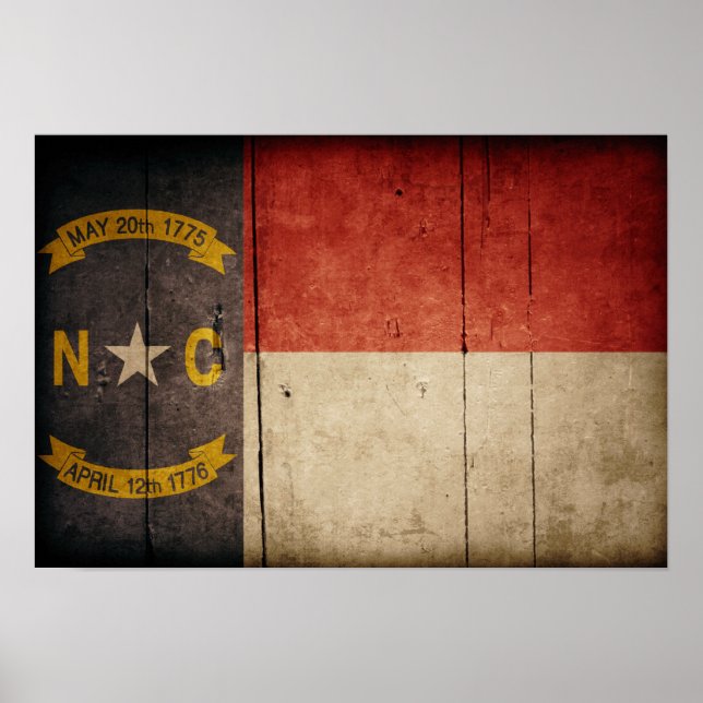 Rugged Wood North Carolina Flag Poster (Front)