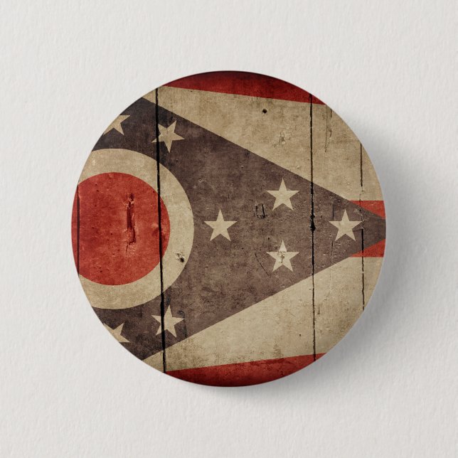 Rugged Wood Ohio Flag 6 Cm Round Badge (Front)