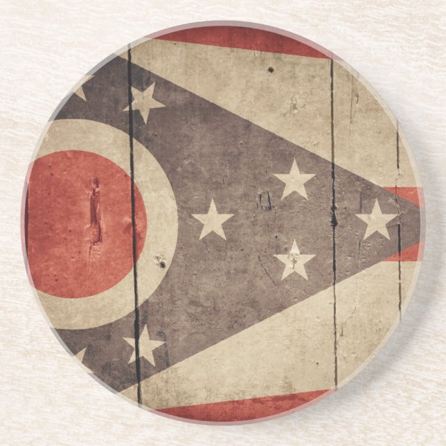 Rugged Wood Ohio Flag Coaster (Front)