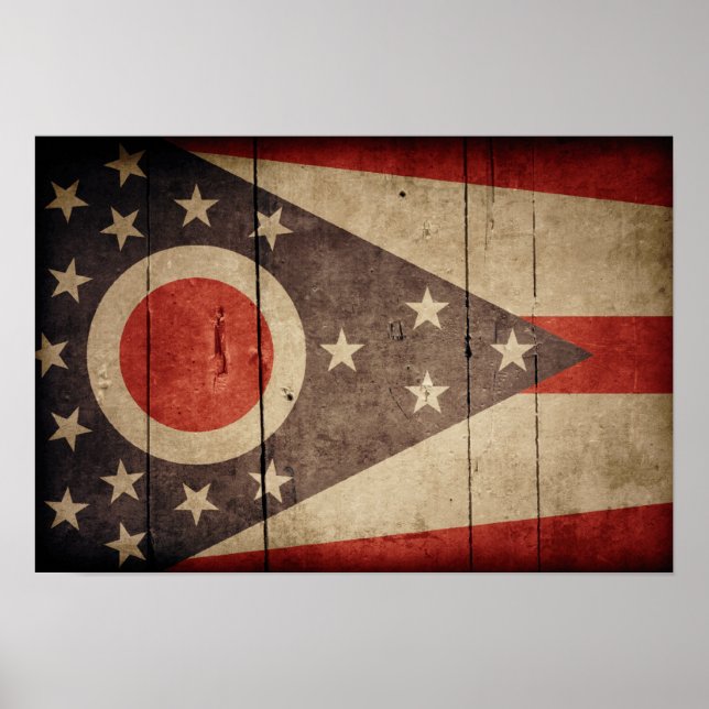 Rugged Wood Ohio Flag Poster (Front)