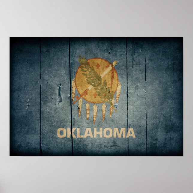 Rugged Wood Oklahoma Flag Poster (Front)