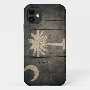 Rugged Wood South Carolina Flag iPhone 11 Case
