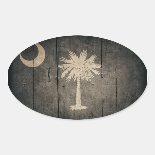 Rugged Wood South Carolina Flag Oval Sticker (Front)