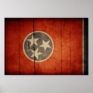 Rugged Wood Tennessee Flag Poster
