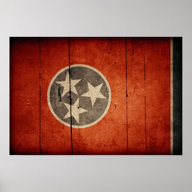Rugged Wood Tennessee Flag Poster (Front)