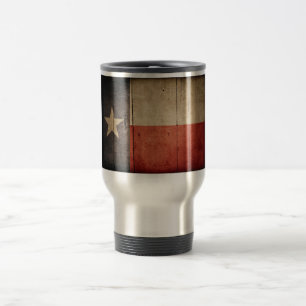 Rugged Wood Texas Flag Travel Mug