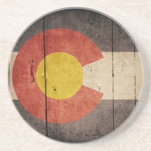 Rugged Wooden Colorado Flag Coaster