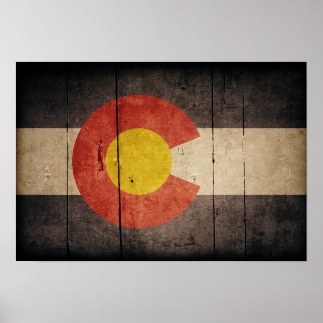 Rugged Wooden Colorado Flag Poster (Front)