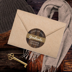 Rugged Woodsy Graduate Class of 2023   Name Classic Round Sticker