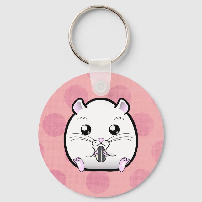 Rugular All White Syrian Hamster Key Ring (Front)