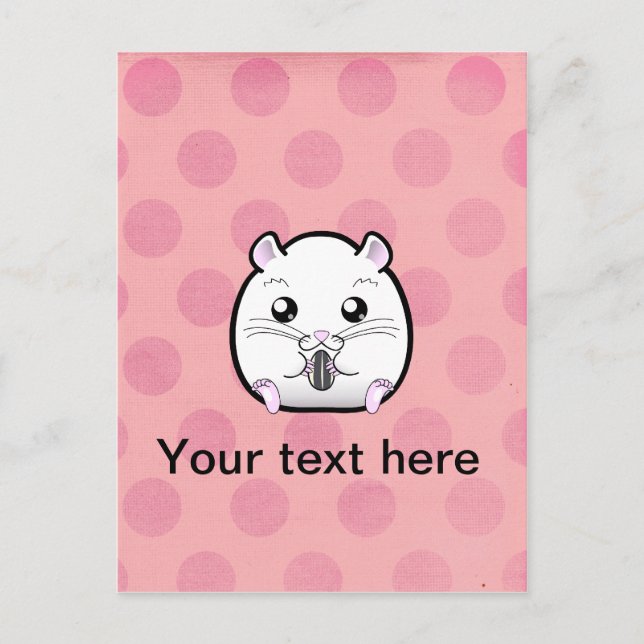 Rugular All White Syrian Hamster Postcard (Front)