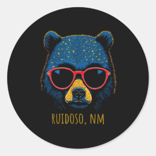 Ruidoso New Mexico Bear Wearing Sungles Design Classic Round Sticker
