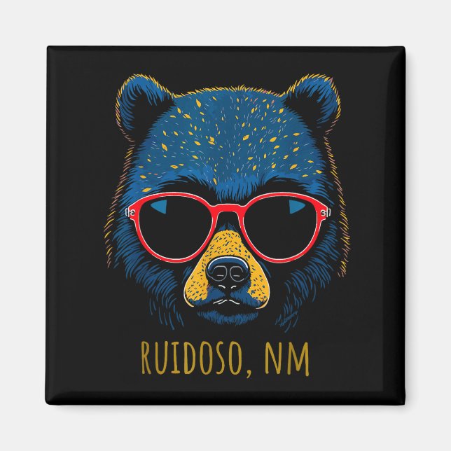 Ruidoso New Mexico Bear Wearing Sungles Design  Magnet (Front)